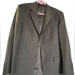 Elegant Men's Blazer - Deep Brown with Blue Stripes 100% wool